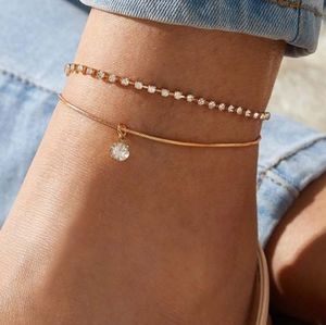 Double Layered Charm Ankle Bracelet